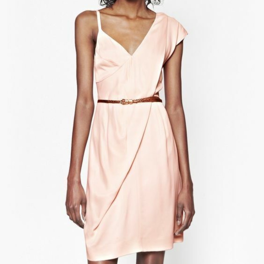 French Connection 'Cyclone' - Blush Pink Asymmetric One Shoulder Dress 2